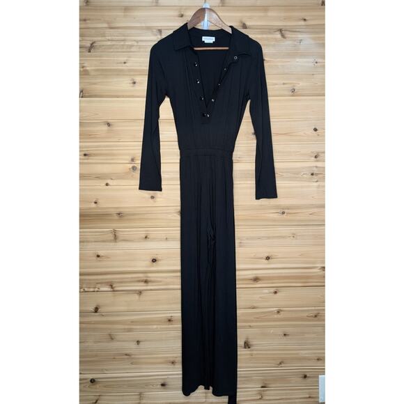 Lovers + Friends Jumpsuit Womens XS Black Long Sleeve Belted - Picture 1 of 11